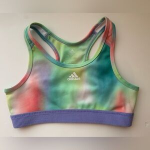 Adidas Big Girls AEROREADY All Over Print TECHFIT Bra Mint Rush Size 14